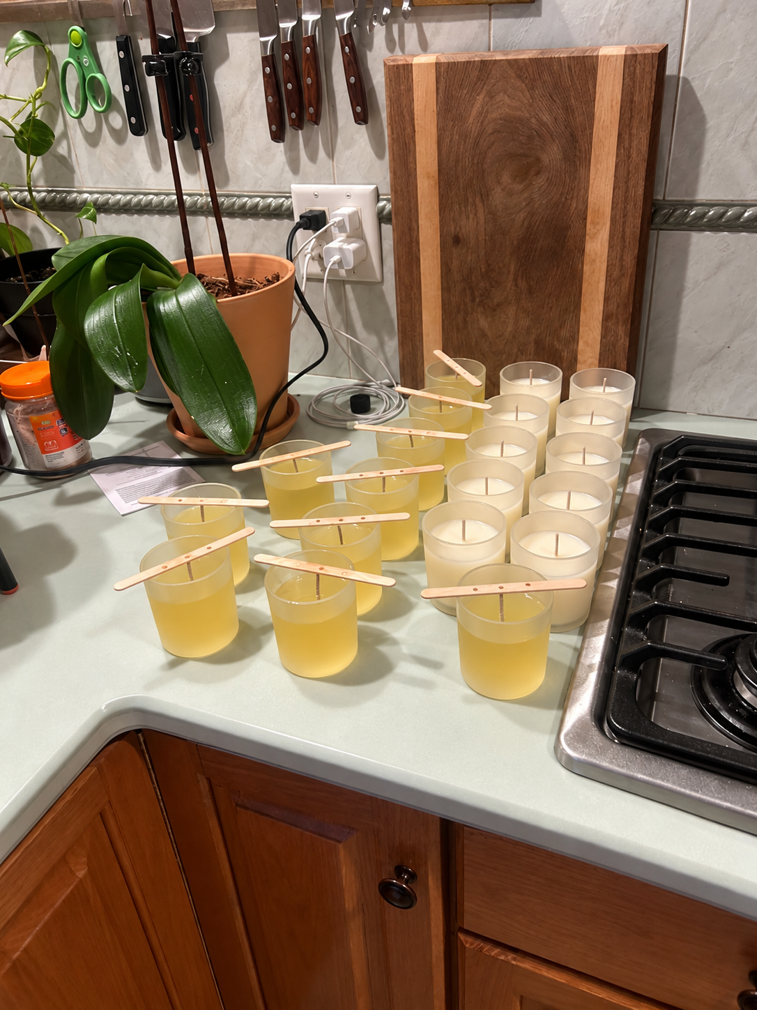 Trinquility candles during the pouring process